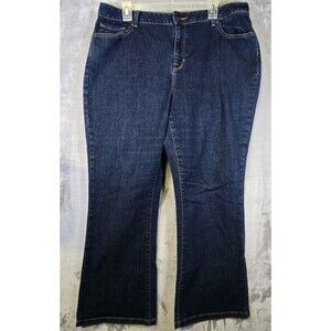 LL Bean Classic Fit Womens Jeans Bootcut Dark Wash Blue 18 Petite Cowgirl Work